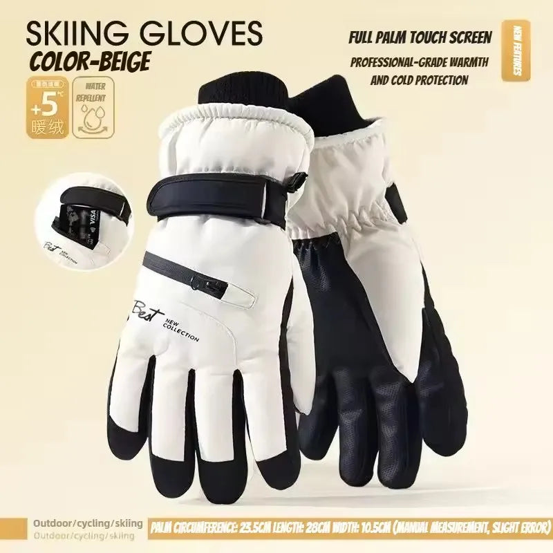 Thermal Winter Cycling Gloves Non-Slip Touch Screen Ski Gloves Men's Women's Waterproof Warm Snowboard Accessories with Pocket
