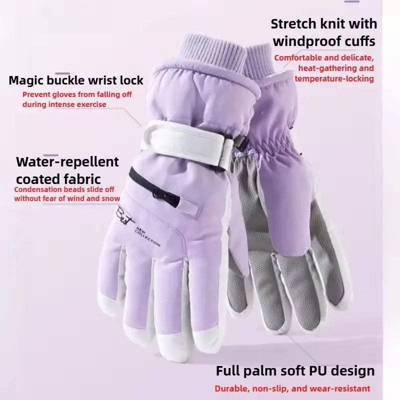 Thermal Winter Cycling Gloves Non-Slip Touch Screen Ski Gloves Men's Women's Waterproof Warm Snowboard Accessories with Pocket