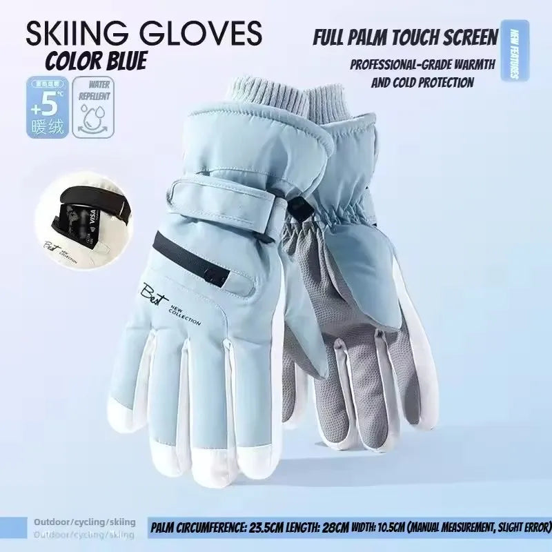 Thermal Winter Cycling Gloves Non-Slip Touch Screen Ski Gloves Men's Women's Waterproof Warm Snowboard Accessories with Pocket
