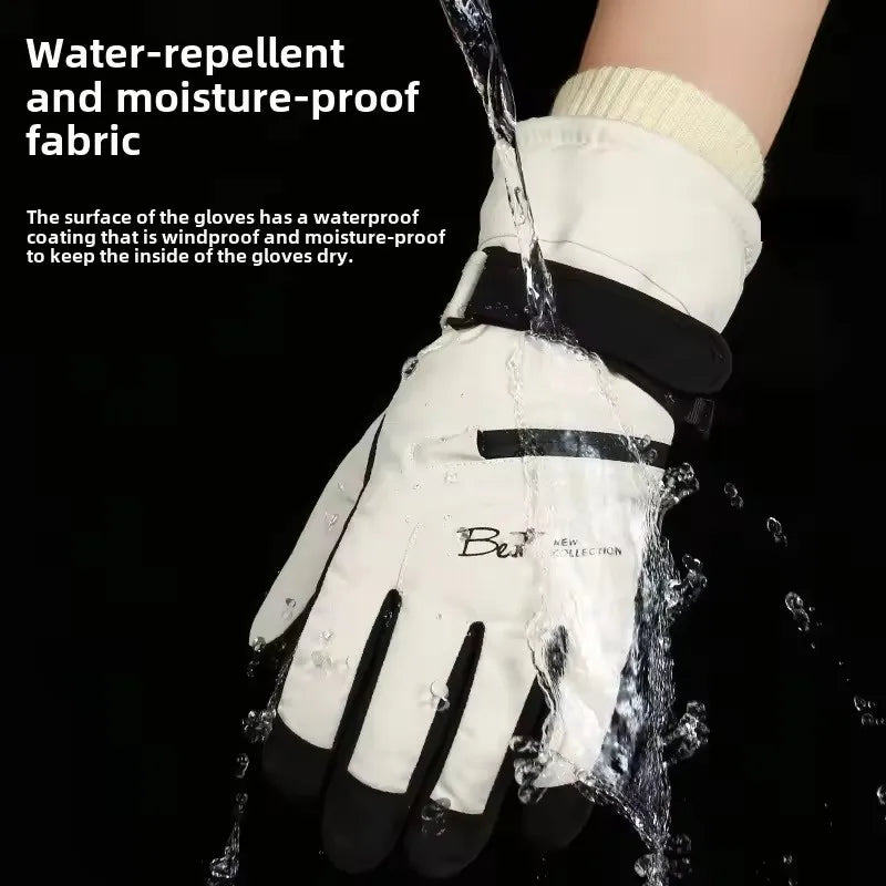 Thermal Winter Cycling Gloves Non-Slip Touch Screen Ski Gloves Men's Women's Waterproof Warm Snowboard Accessories with Pocket