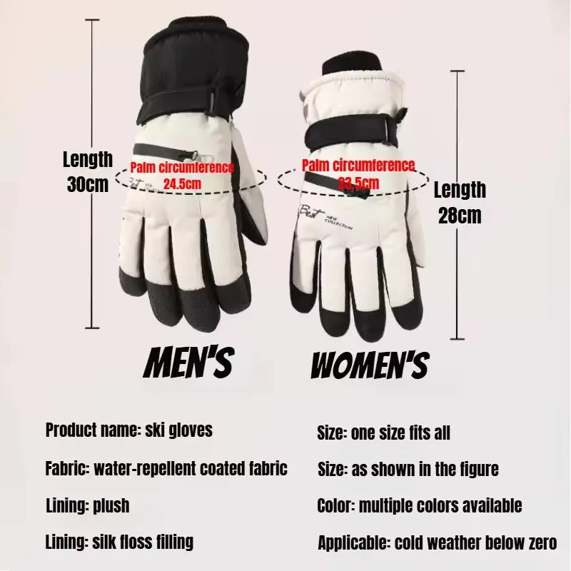 Thermal Winter Cycling Gloves Non-Slip Touch Screen Ski Gloves Men's Women's Waterproof Warm Snowboard Accessories with Pocket