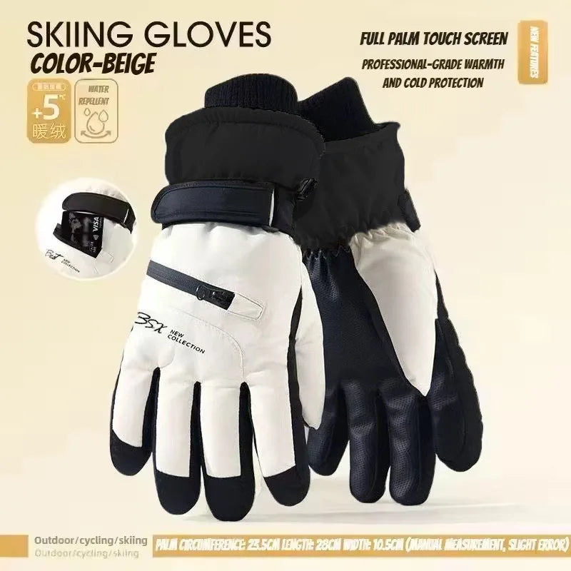 Thermal Winter Cycling Gloves Non-Slip Touch Screen Ski Gloves Men's Women's Waterproof Warm Snowboard Accessories with Pocket