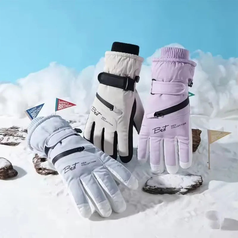 Thermal Winter Cycling Gloves Non-Slip Touch Screen Ski Gloves Men's Women's Waterproof Warm Snowboard Accessories with Pocket